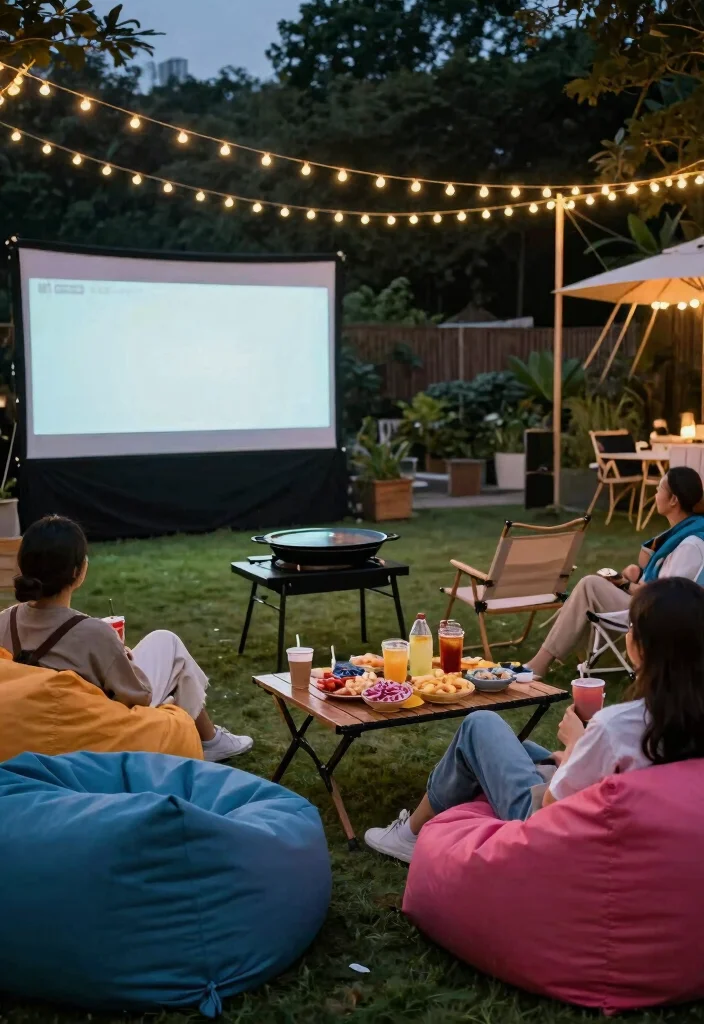 15 Epic Flat Top Griddle Grill Setup Ideas for Backyards 8. Outdoor Movie Night Grill Combo 0