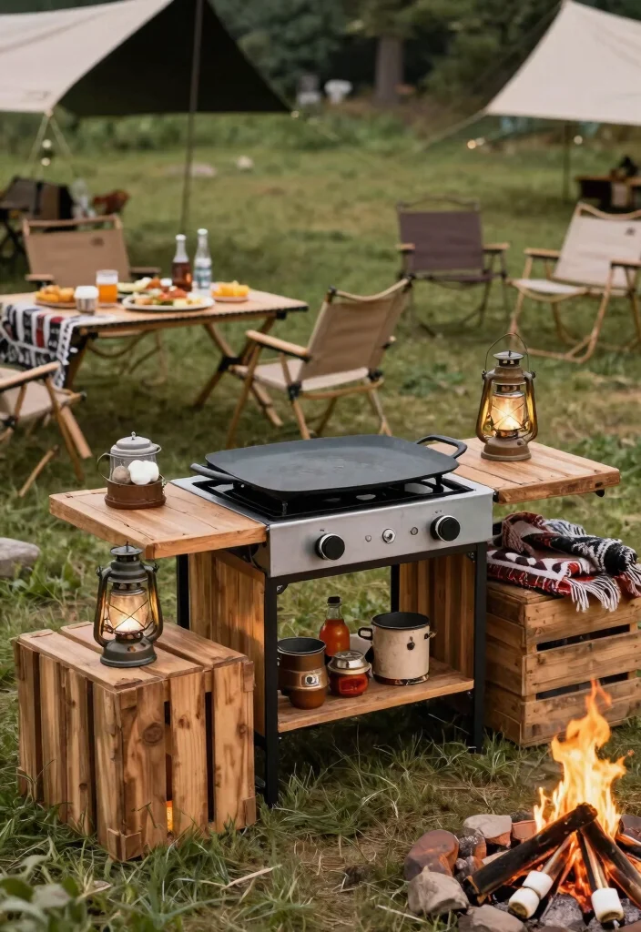 15 Epic Flat Top Griddle Grill Setup Ideas for Backyards 9. Camping Inspired Outdoor Kitchen 0