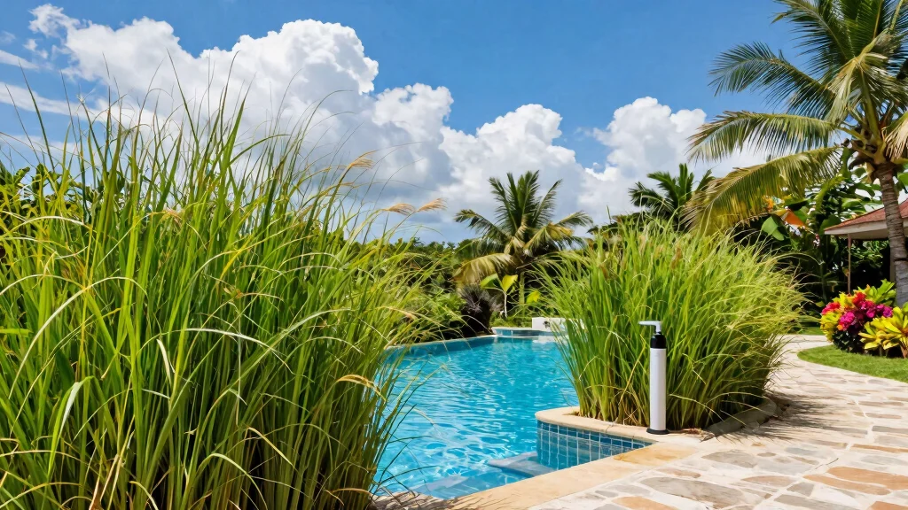 15 Lush Pool Pump Landscaping Ideas with Tall Grasses