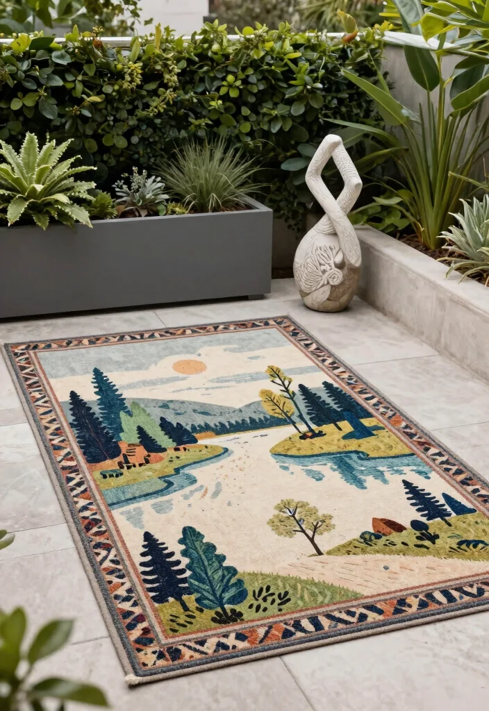 15 Pro Outdoor Rug Styling Ideas for a Designer Yard 14 15 Pro Outdoor Rug Styling Ideas for a Designer Yard 14. Coordinate with Landscape Accessories 0