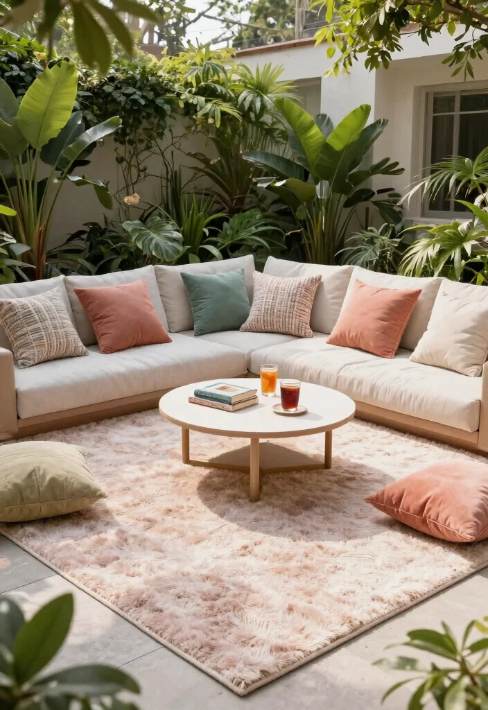 15 Pro Outdoor Rug Styling Ideas for a Designer Yard 3 15 Pro Outdoor Rug Styling Ideas for a Designer Yard 3. Create a Cozy Lounge Area 0