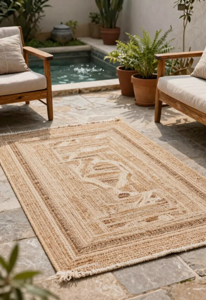 15 Pro Outdoor Rug Styling Ideas for a Designer Yard 6 15 Pro Outdoor Rug Styling Ideas for a Designer Yard 6. Incorporate Natural Elements 0