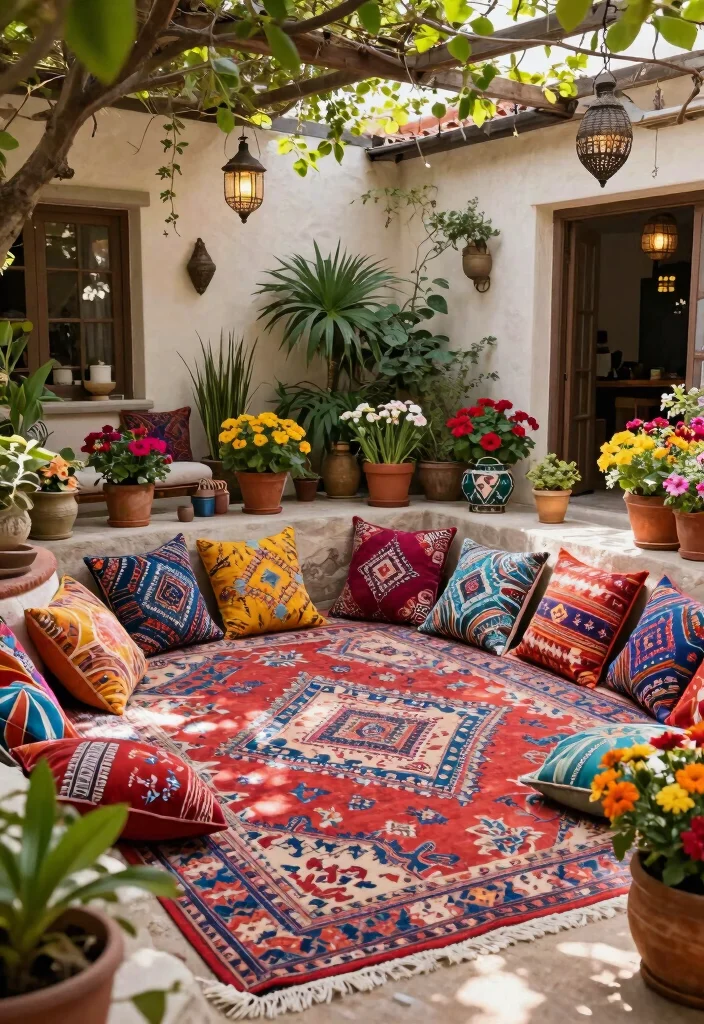 15 Stunning Outdoor Rug Inspiration Photos for Patios 1. Bohemian Bliss 0