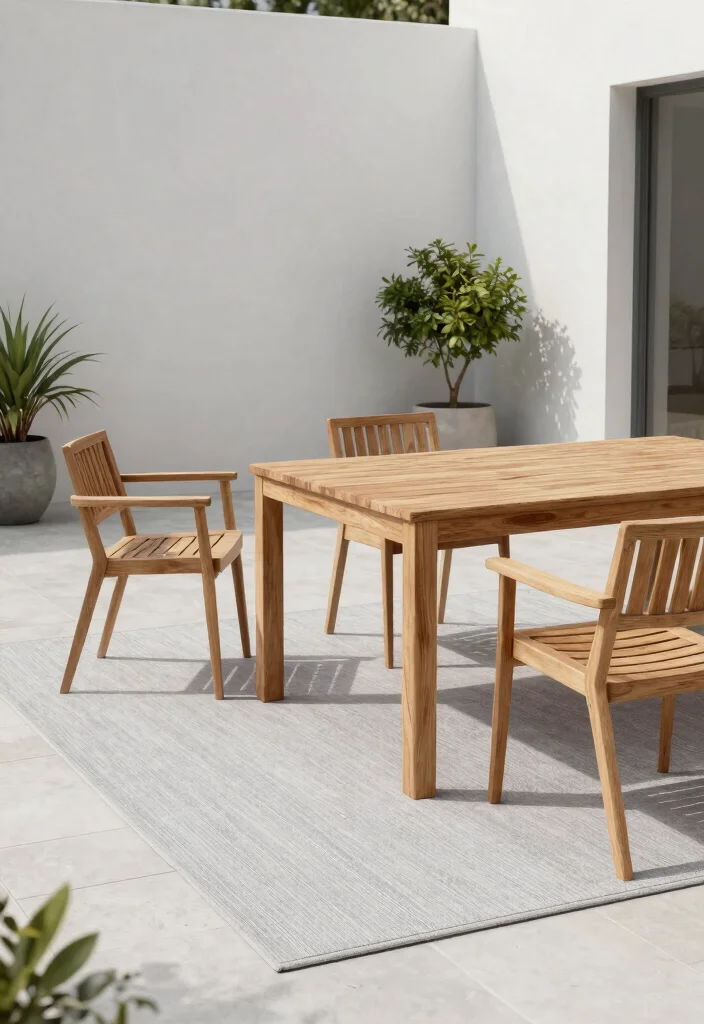 15 Stunning Outdoor Rug Inspiration Photos for Patios 2. Minimalist Charm 0