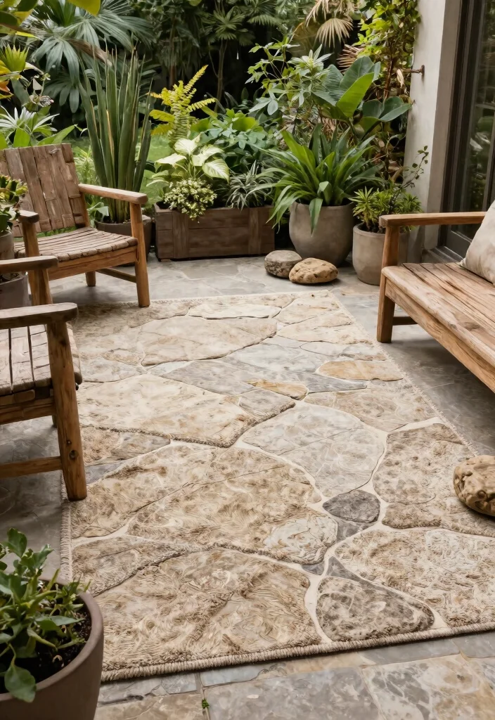 15 Stunning Outdoor Rug Inspiration Photos for Patios 5. Nature Inspired Textures 0