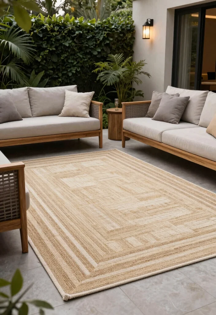15 Stunning Outdoor Rug Inspiration Photos for Patios 7. Eco Chic Elegance 0