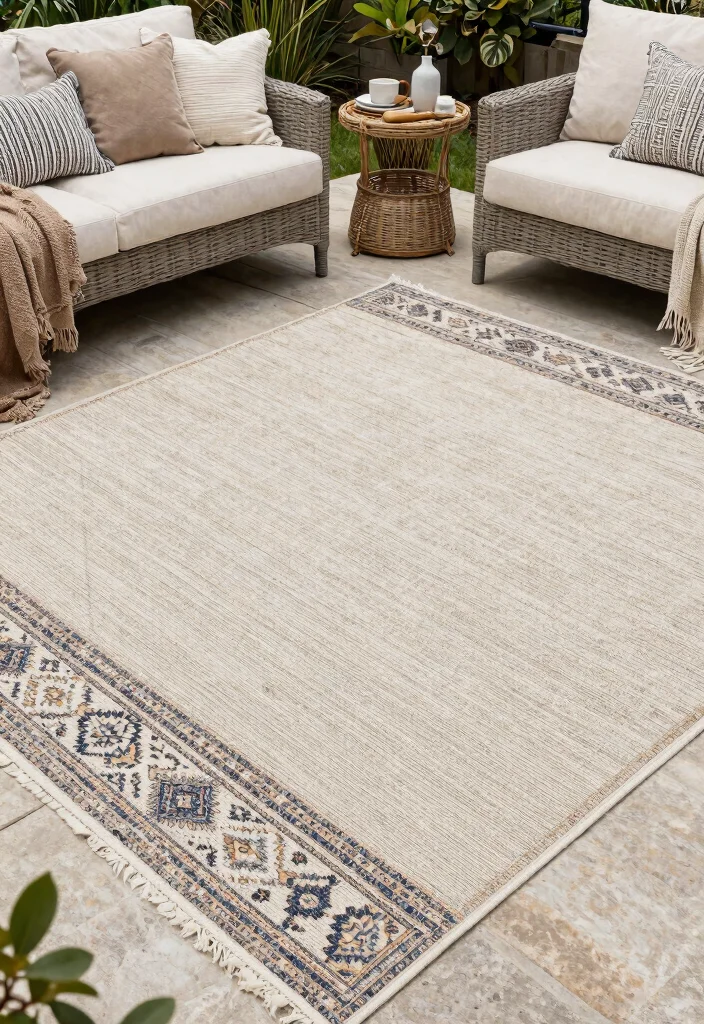 15 Stunning Outdoor Rug Inspiration Photos for Patios 9. Cozy Layering 0