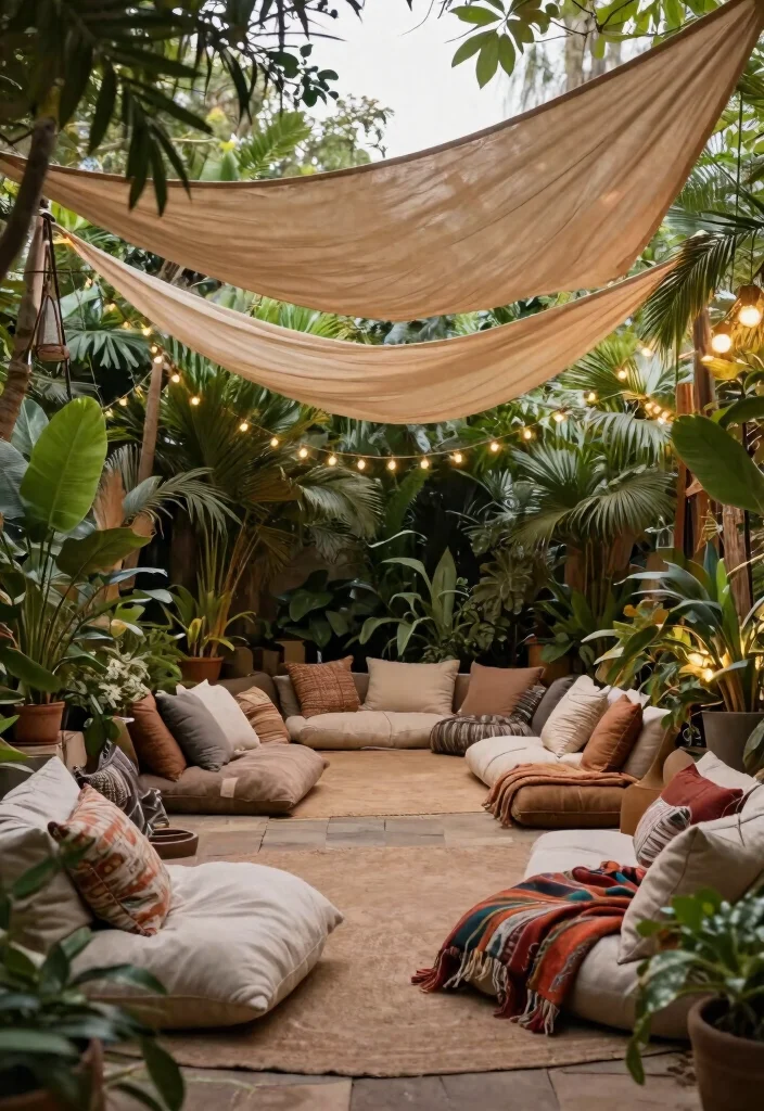 21 Stunning Sun Shade Canopy Ideas to Cool Down Your Yard 3. Sail Shades with a Bohemian Twist