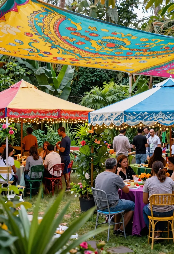21 Stunning Sun Shade Canopy Ideas to Cool Down Your Yard 2. Vibrant Canopy Tents for Events