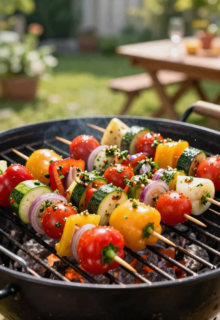 21 Epic Charcoal Grill Inspirations for the Ultimate Backyard BBQ 1. Grilled Vegetable Skewers with Chimichurri Sauce 0