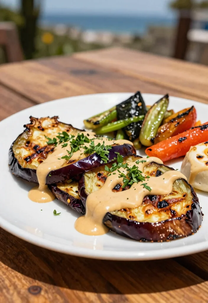 21 Epic Charcoal Grill Inspirations for the Ultimate Backyard BBQ 2. Smoky Grilled Eggplant with Tahini Drizzle 0