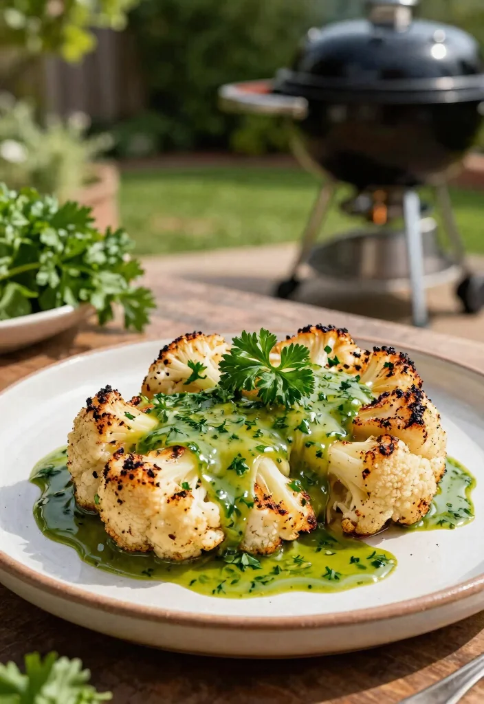 21 Epic Charcoal Grill Inspirations for the Ultimate Backyard BBQ 7. Grilled Cauliflower Steaks with Herb Dressing 0