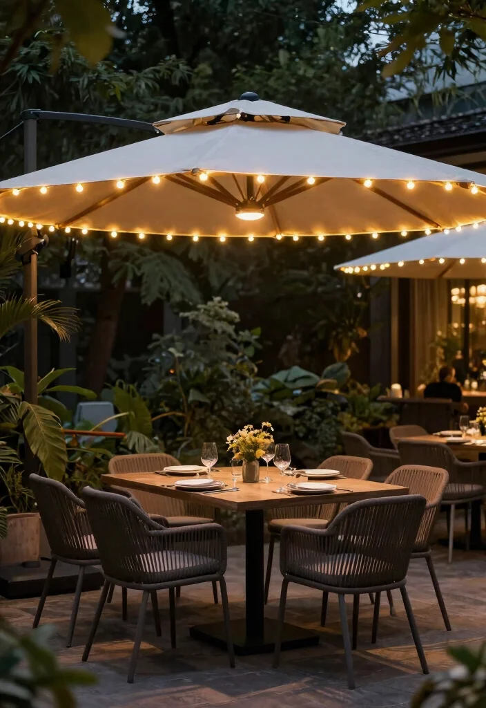 21 Magical Patio Lights Ideas for Your Backyard Oasis 15 21 Magical Patio Lights Ideas for Your Backyard Oasis 16. Solar Powered Umbrella Lights 0