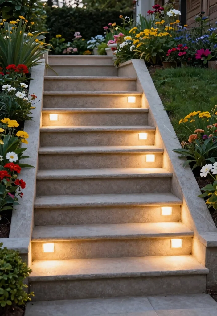 21 Stunning Landscape Lighting Ideas Backyards Must Have 13. Lighted Steps for Safety 0