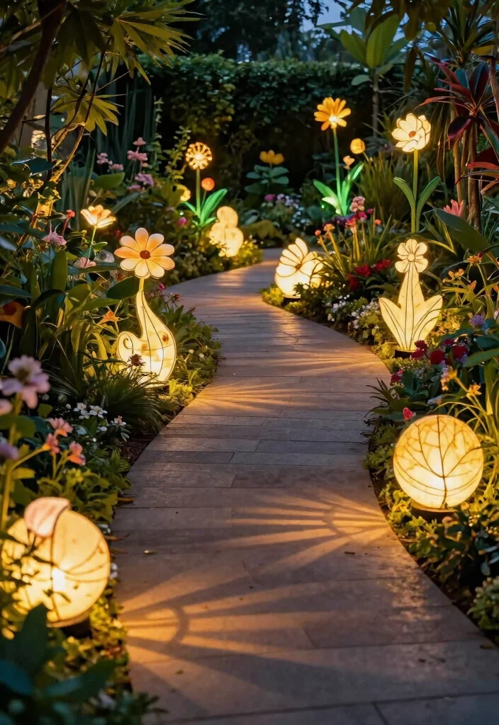 21 Stunning Landscape Lighting Ideas Backyards Must Have 15. Pathway Lighting with Artistic Designs 0