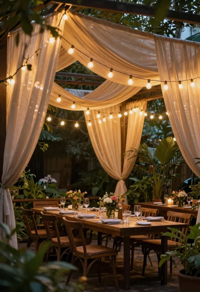 21 Stunning Landscape Lighting Ideas Backyards Must Have 17. Ambient Lighting with Fabrics 0