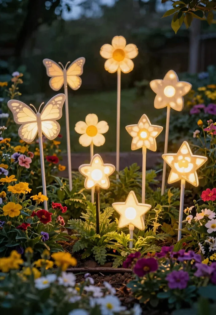 21 Stunning Landscape Lighting Ideas Backyards Must Have 8. Decorative Garden Stakes 0