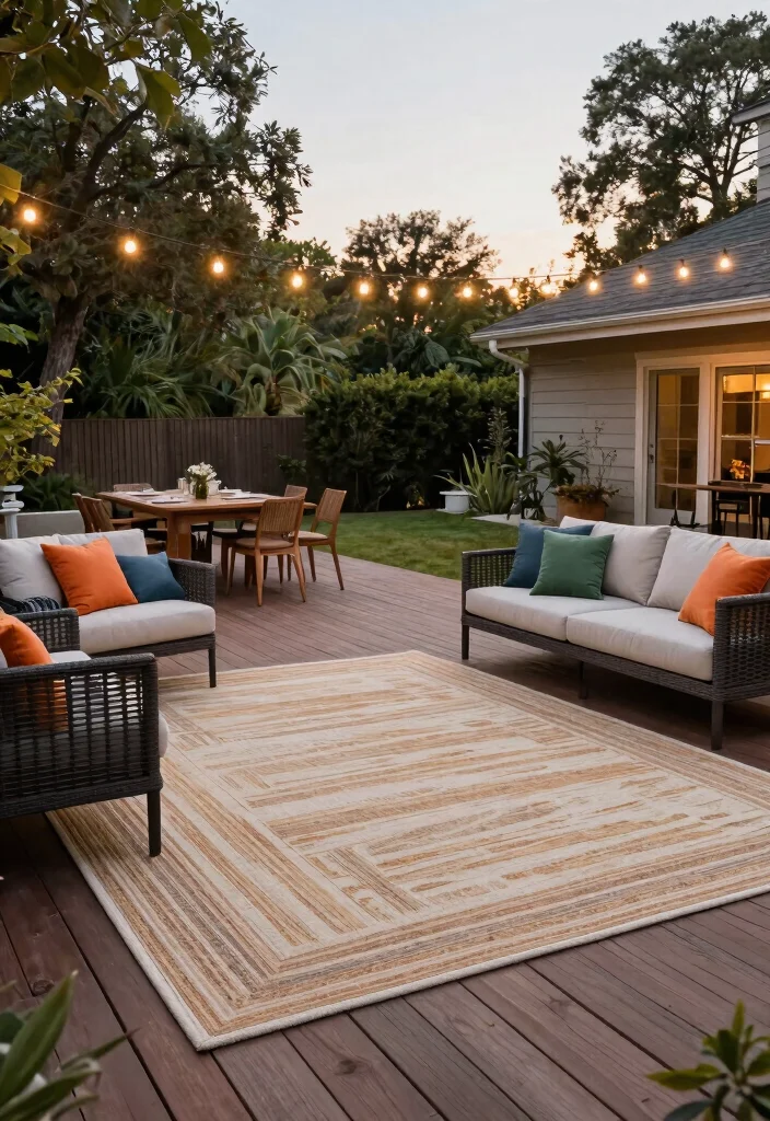 21 Stylish Outdoor Rug Ideas to Cozy Up Your Patio 16. Large Area Rugs for Expansive Spaces 0
