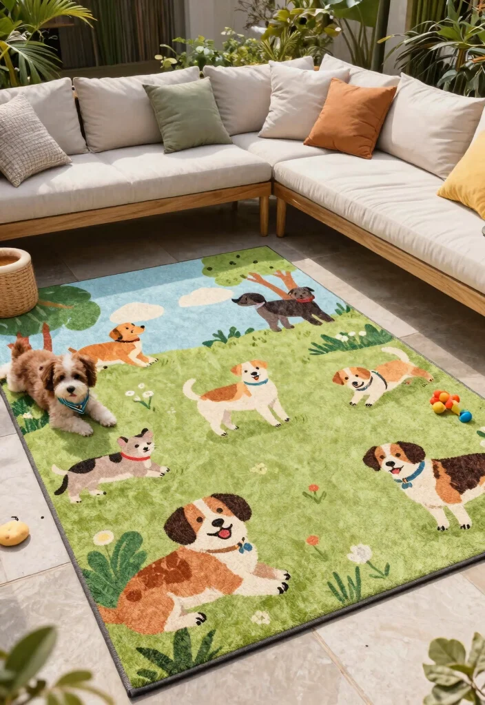 21 Stylish Outdoor Rug Ideas to Cozy Up Your Patio 20. Pet Friendly Outdoor Rugs 0