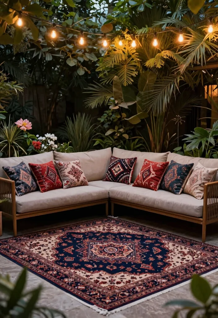 21 Stylish Outdoor Rug Ideas to Cozy Up Your Patio 3. Vintage Persian Style 0