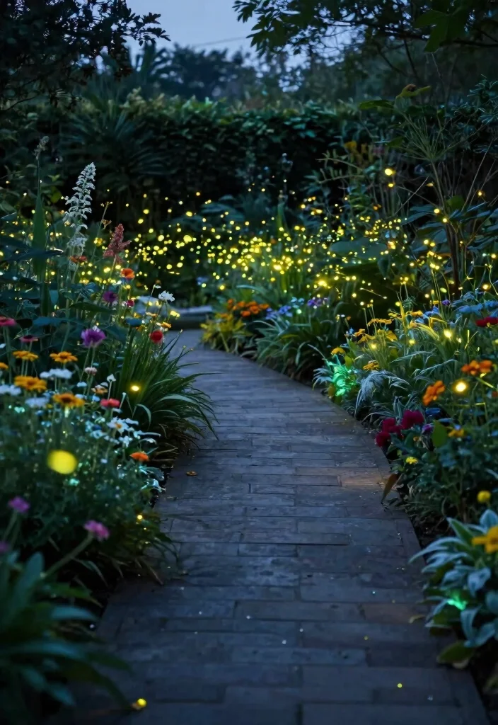 25 Dreamy Patio Lights String Ideas for Summer Nights 15. Bioluminescent Pathway Lights 0