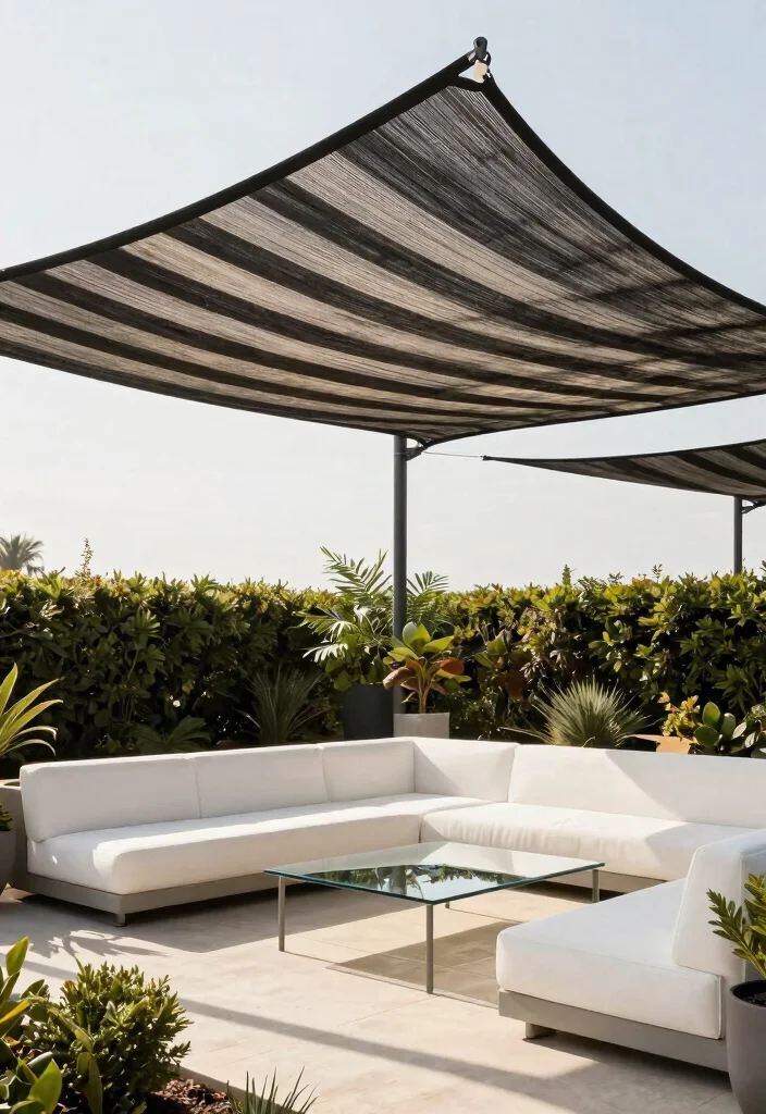 7 Bold Black Shade Sail Ideas for Modern Architecture 2 7 Bold Black Shade Sail Ideas for Modern Architecture 2. Minimalist Stripes 0