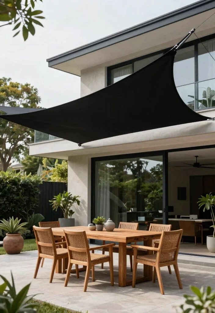 7 Bold Black Shade Sail Ideas for Modern Architecture 6 7 Bold Black Shade Sail Ideas for Modern Architecture 6. Integrated Architecture 0