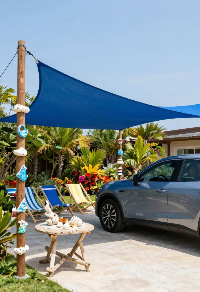 7 Clever Shade Sail Carport Ideas to Protect Your Car 1. Nautical Inspired Shade Sail 0