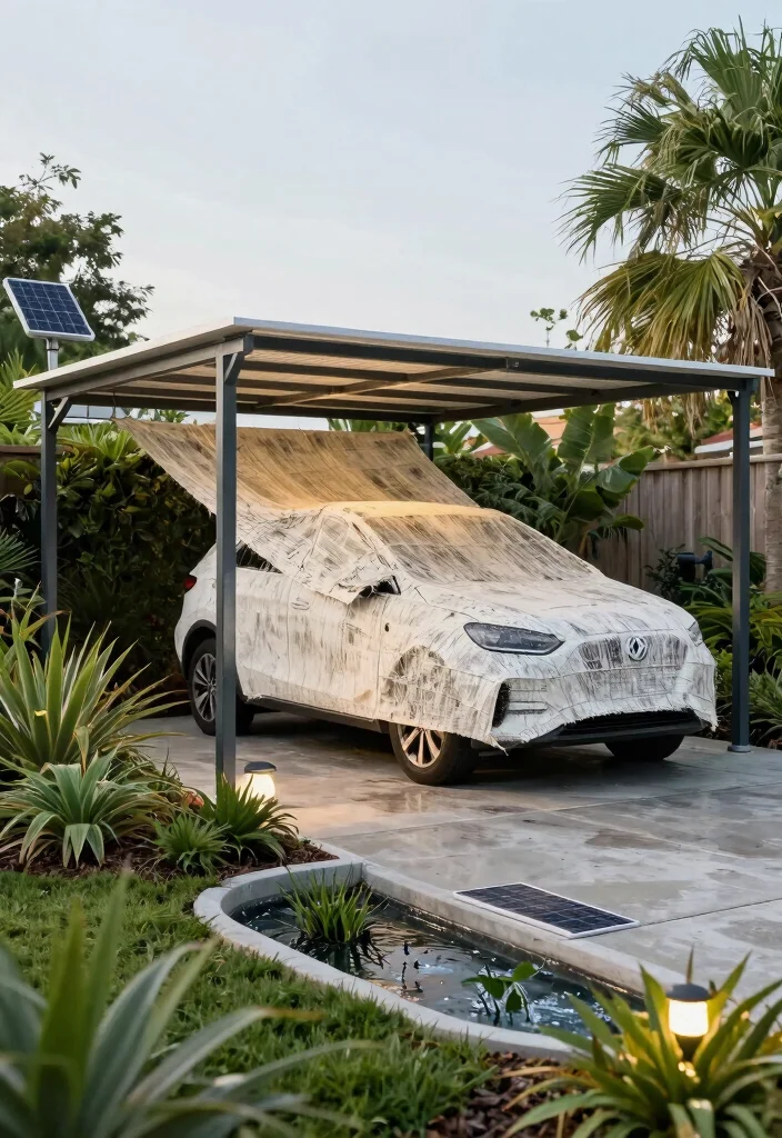 7 Clever Shade Sail Carport Ideas to Protect Your Car 7. Eco Friendly Shade Solutions 0