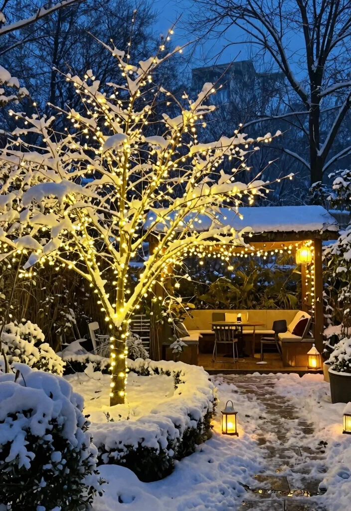 7 Cozy Winter Landscape Lighting Ideas for Snowy Yards 1. Twinkling Fairy Lights 0