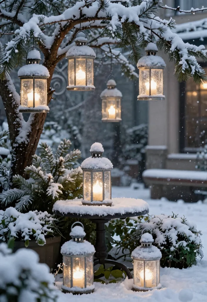 7 Cozy Winter Landscape Lighting Ideas for Snowy Yards 3. Frosted Glass Lanterns 0