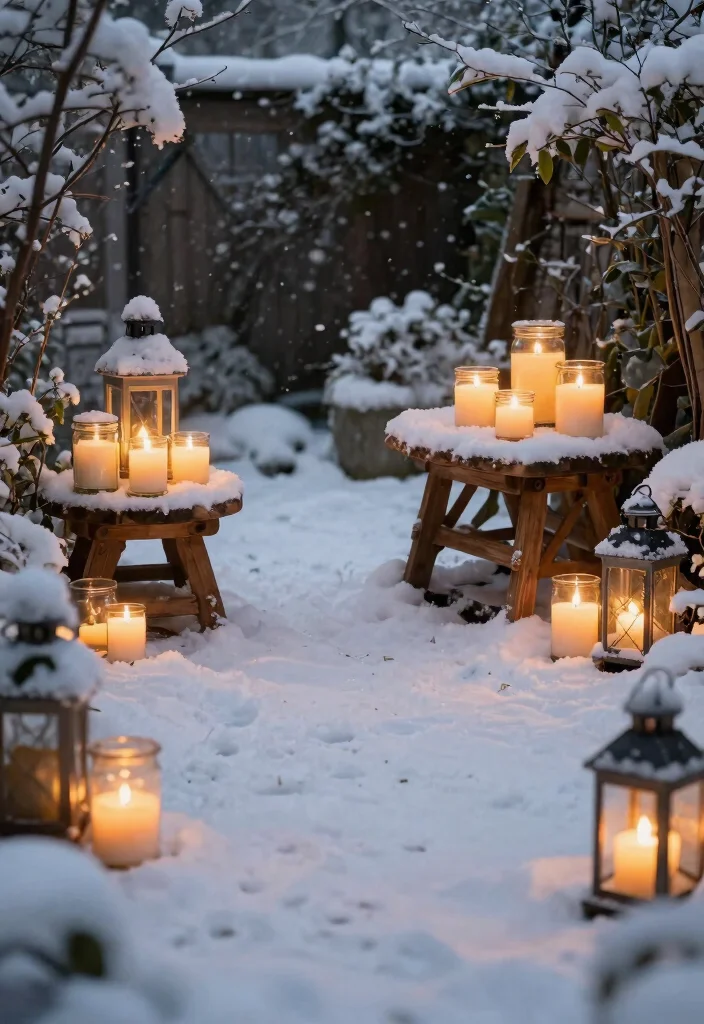 7 Cozy Winter Landscape Lighting Ideas for Snowy Yards 5. Candlelit Accents 0