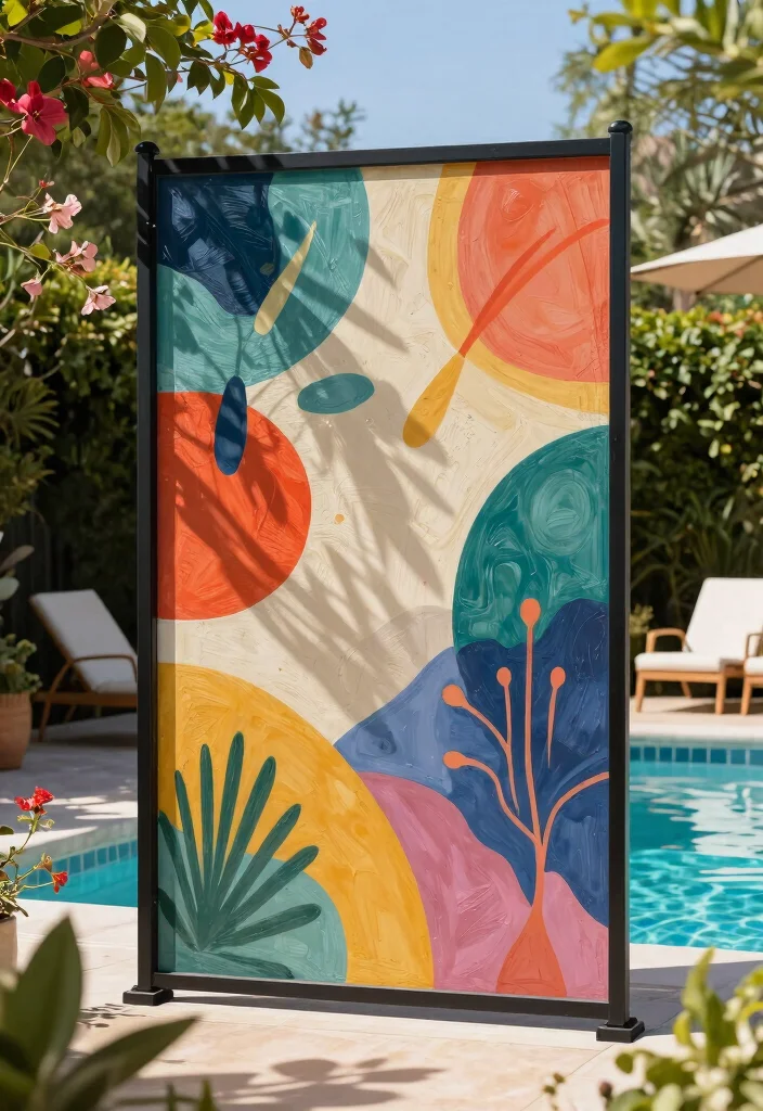 7 Elegant Pool Pump Screen Ideas Bamboo and Wood 6. Artistic Splash 0