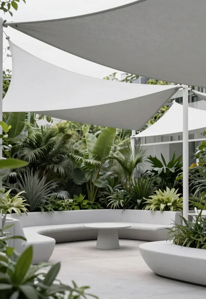 21 Stunning Sun Shade Canopy Ideas to Cool Down Your Yard 5. Minimalist Monochrome Shades