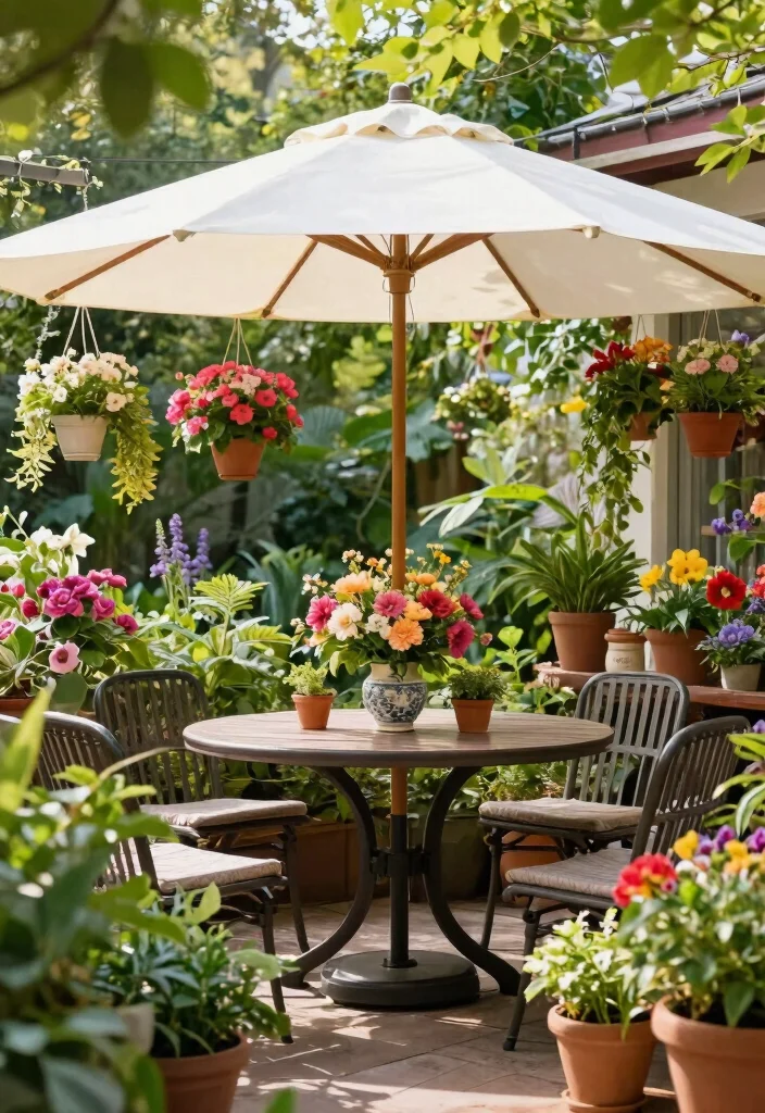 9 Beautiful Ballard Designs Patio Umbrella Styling Tips 6. Add Greenery and Floral Arrangements 0