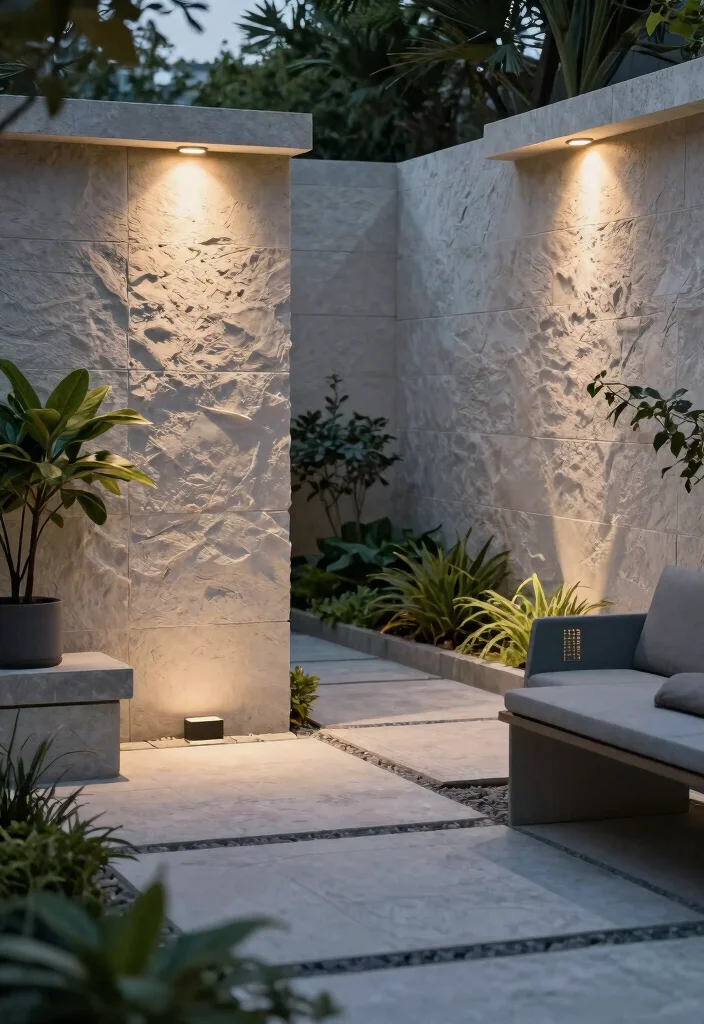 9 Chic Landscape Wall Illumination Ideas Highlight Texture 4. Built in Recessed Lighting 0