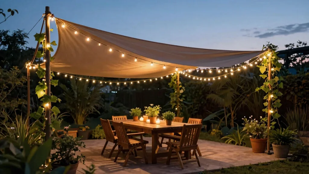 9 Genius Sun Sail Shade Ideas for Your Patio with Lights