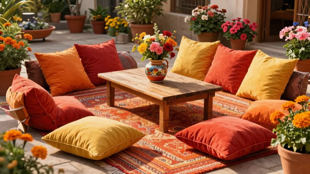 9 Perfect Outdoor Rug and Pillow Ideas for Color Coordinated Spaces
