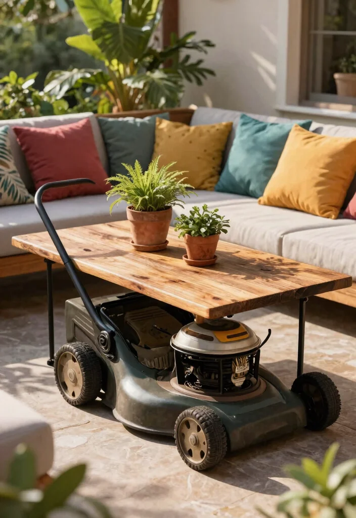 9 Unique Old Lawn Mower Ideas to Transform Your Garden 7. Lawn Mower Coffee Table 0
