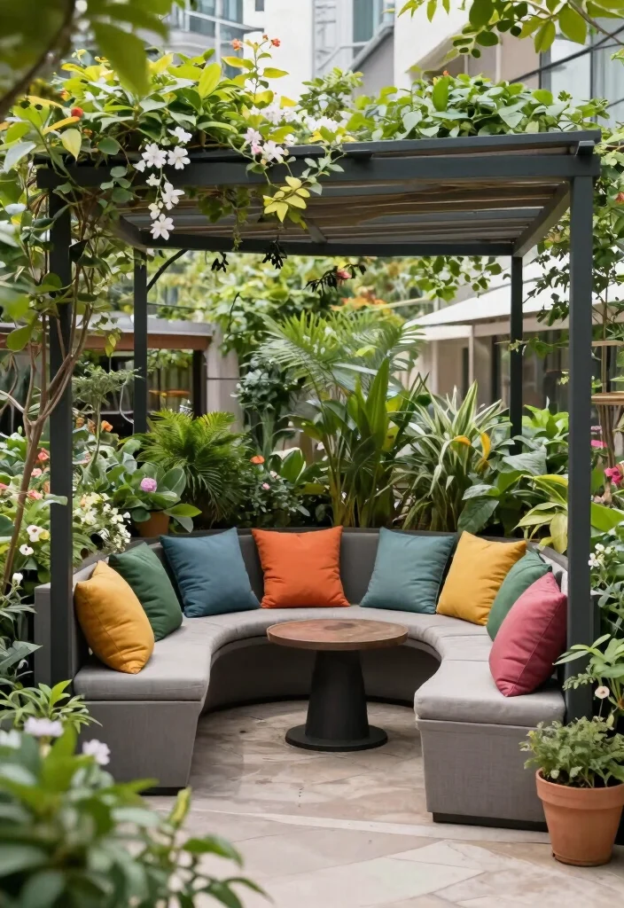 21 Stunning Sun Shade Canopy Ideas to Cool Down Your Yard 21. Shade Structures with Integrated Seating