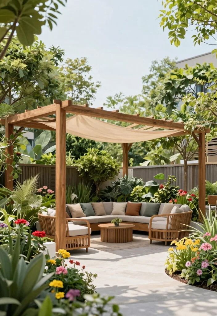 21 Stunning Sun Shade Canopy Ideas to Cool Down Your Yard 19. Minimalist Pergola with Shade Sail