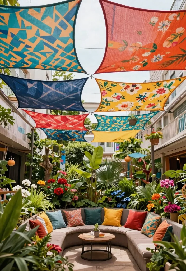 21 Stunning Sun Shade Canopy Ideas to Cool Down Your Yard 10. Artistic Shade Designs with Canopy Fabric